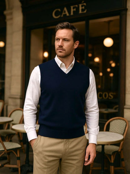100% Cashmere V Neck Knit Vest