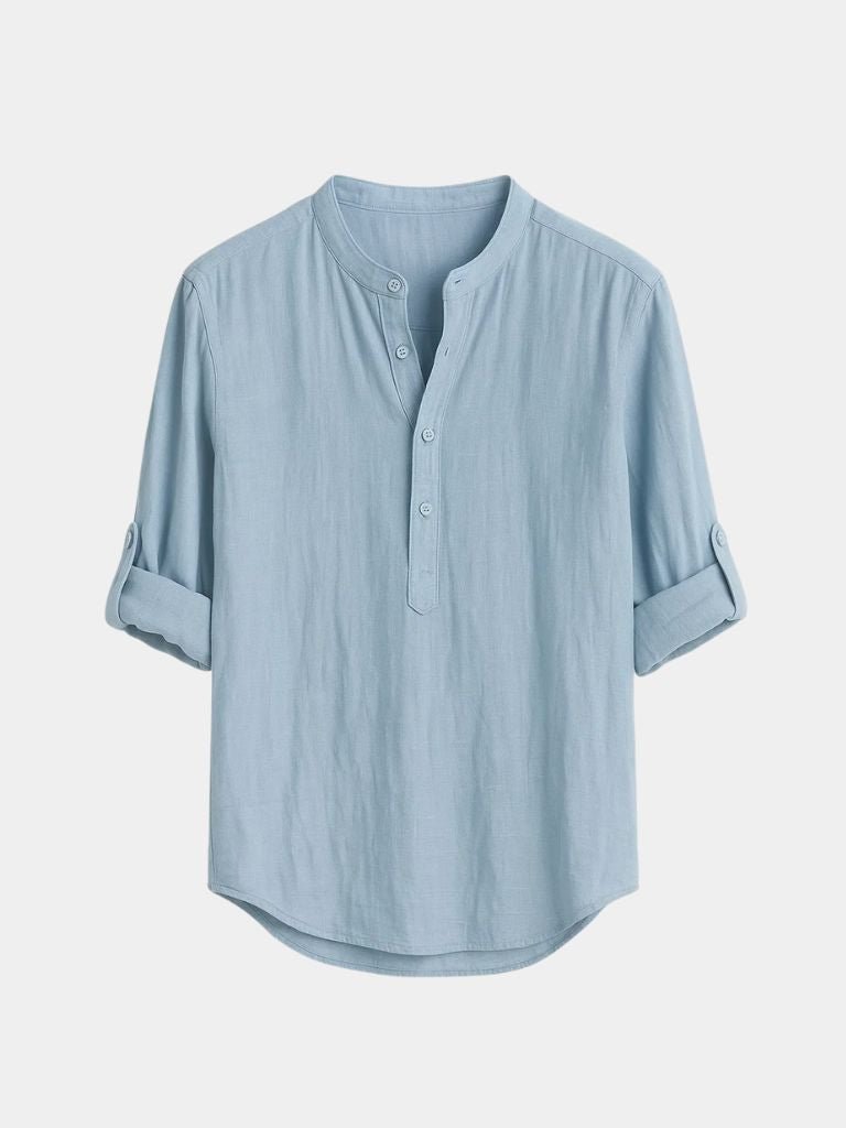 Casual Henry Neck Long Sleeve T-Shirt