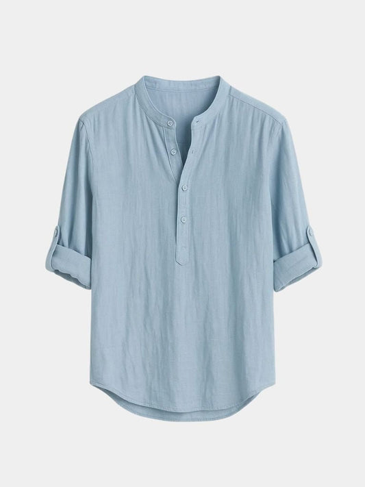 Casual Henry Neck Long Sleeve T-Shirt