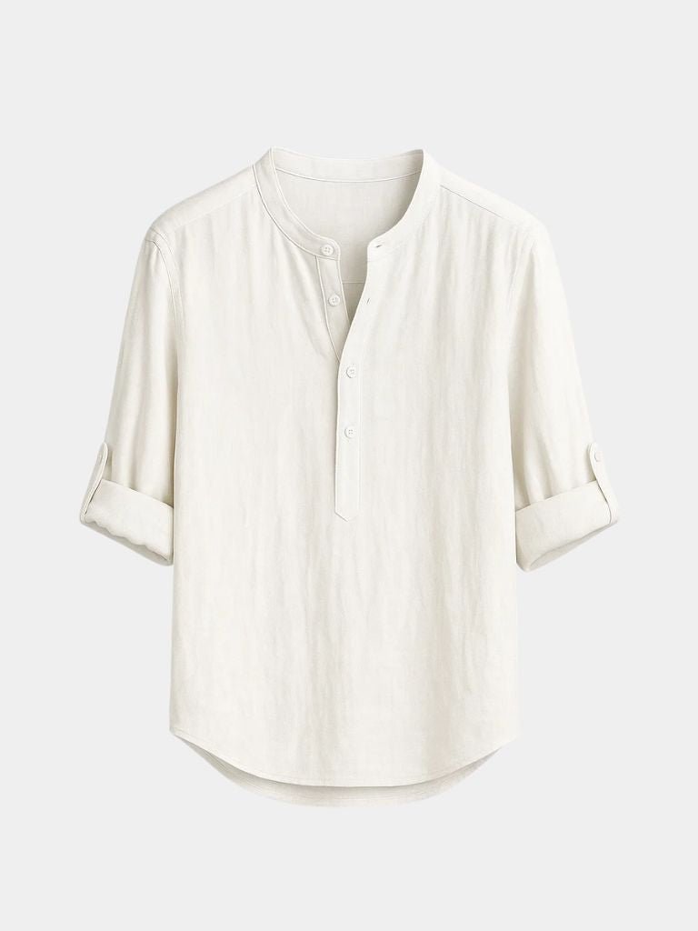 Casual Henry Neck Long Sleeve T-Shirt