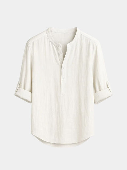 Casual Henry Neck Long Sleeve T-Shirt