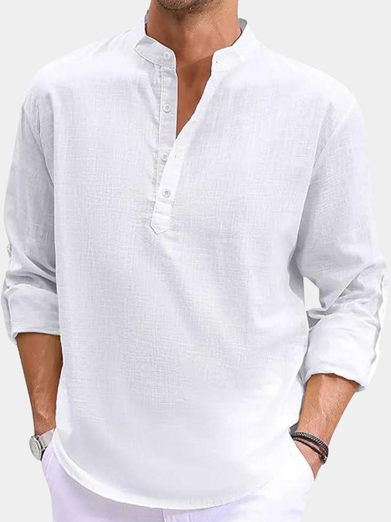 Casual Henry Neck Long Sleeve T-Shirt
