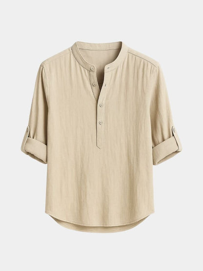 Casual Henry Neck Long Sleeve T-Shirt