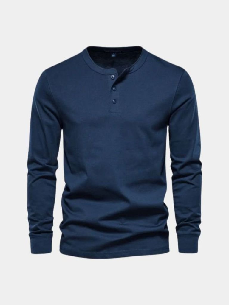 Minimalist Henry Neck Long Sleeve T-Shirt