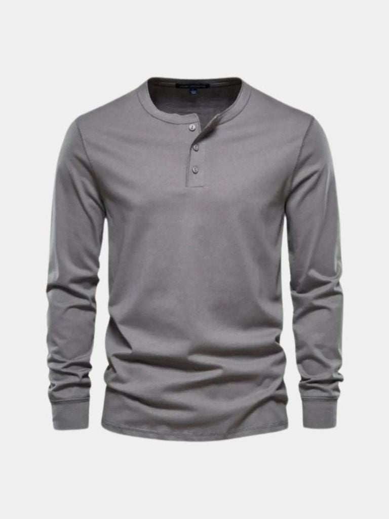 Minimalist Henry Neck Long Sleeve T-Shirt