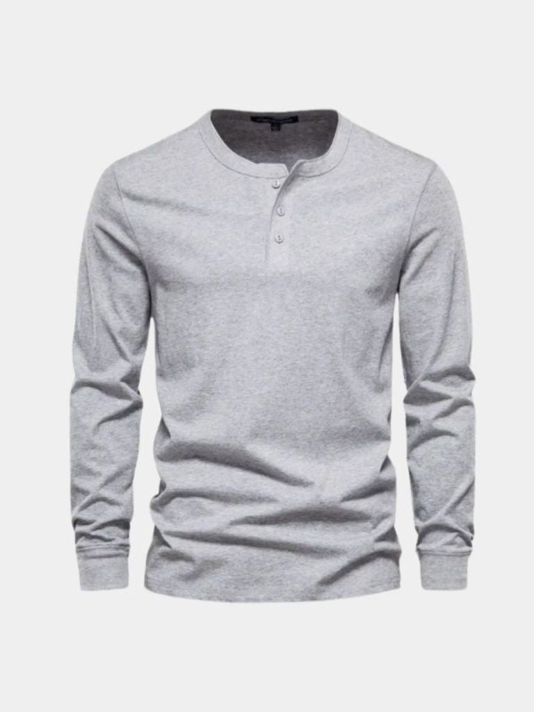 Minimalist Henry Neck Long Sleeve T-Shirt