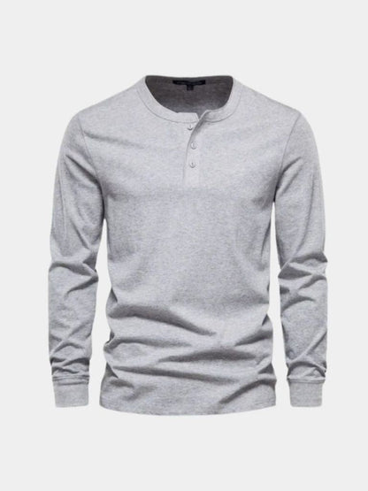 Minimalist Henry Neck Long Sleeve T-Shirt