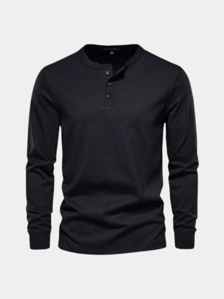 Minimalist Henry Neck Long Sleeve T-Shirt