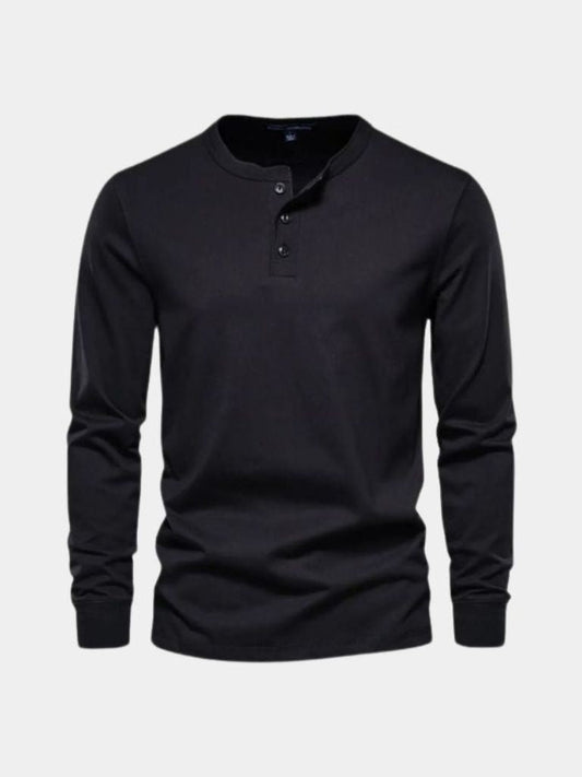 Minimalist Henry Neck Long Sleeve T-Shirt