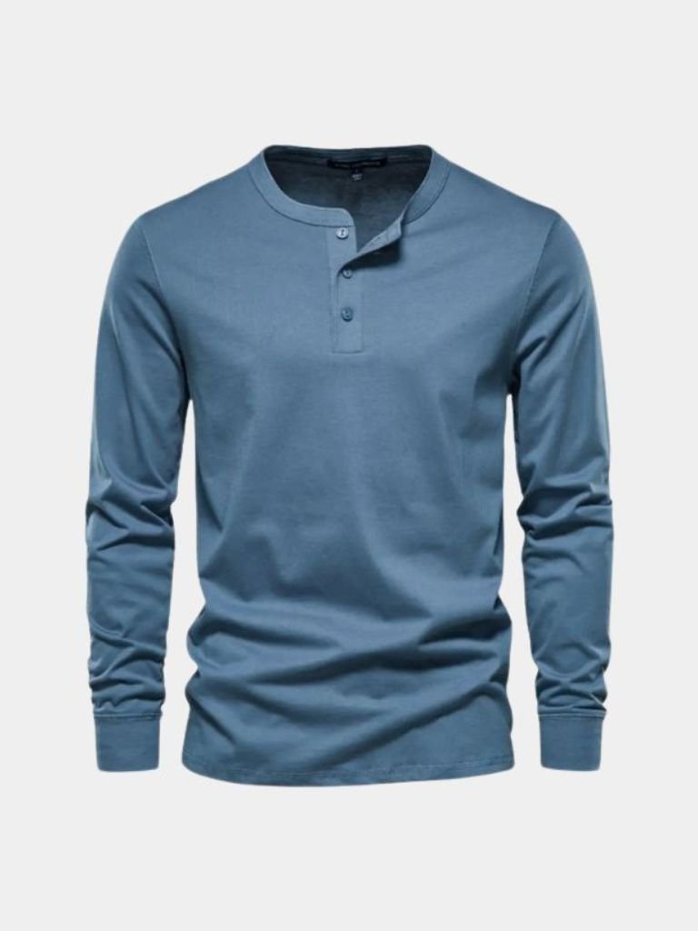 Minimalist Henry Neck Long Sleeve T-Shirt