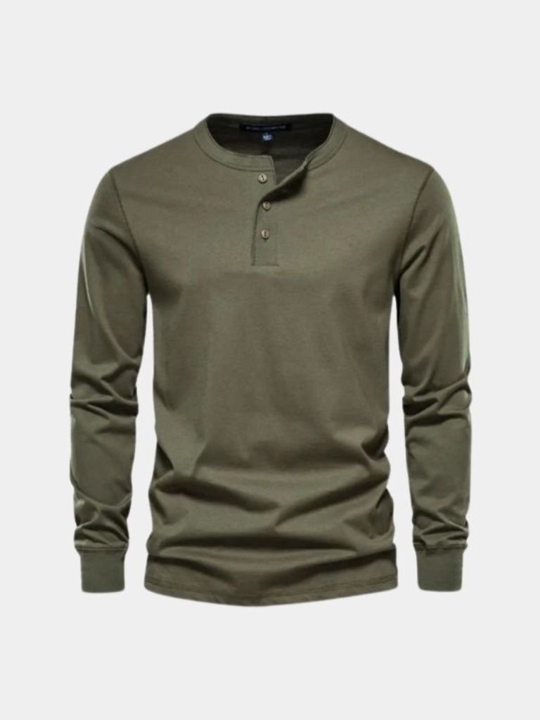 Minimalist Henry Neck Long Sleeve T-Shirt