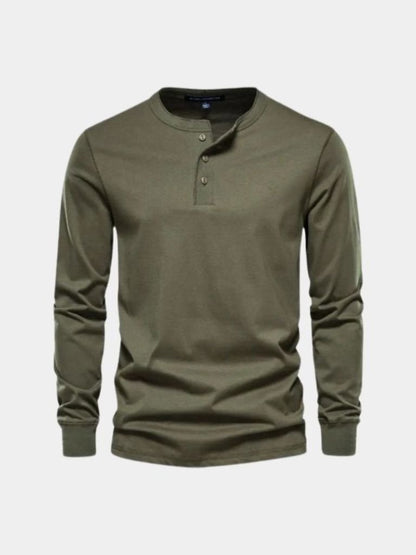 Minimalist Henry Neck Long Sleeve T-Shirt